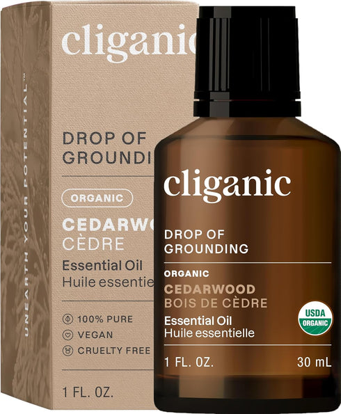 Cliganic Organic Cedarwood Essential Oil - 100% Pure Natural Undiluted for Aromatherapy Diffuser
