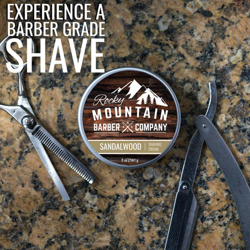 Shaving Cream for Men with Sandalwood Essential Oil, Thick Lather for Traditional and Cartridge Shaving