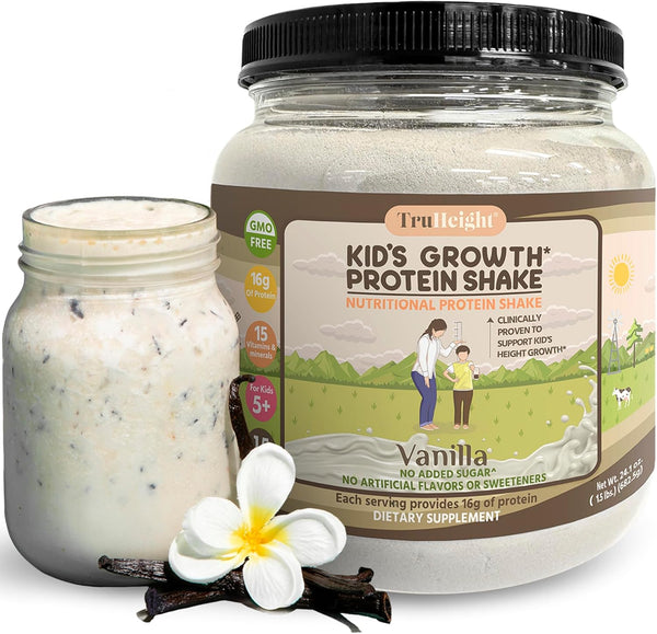 TruHeight Growth Protein Shake Ages 5+ (Vanilla) - Pediatric Recommended Nutrients for Kids & Teens