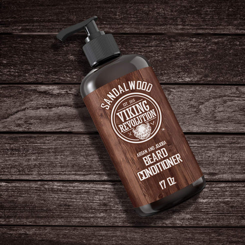 Viking Revolution Beard Conditioner with Argan & Jojoba Oils, Sandalwood Scent, 17oz