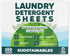 Eco Friendly Laundry Detergent Sheets, 100 sheets (200 loads) - Plant-Based Free and Clear Strips