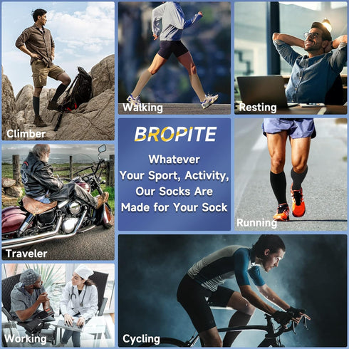 bropite Open Toe Compression Socks for Men & Women, 2 Pairs of 15-20 mmhg Knee High Stockings for Circulation Support