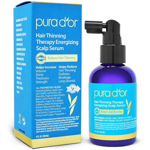 PURA D'OR Scalp Therapy Energizing Scalp Serum Revitalizer, 4oz with Argan Oil and Biotin