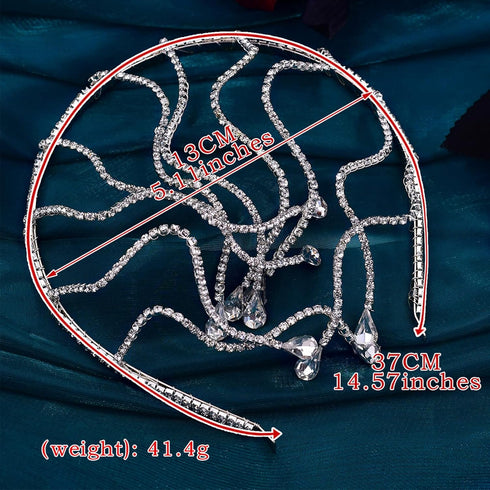 NAISKA Rhinestone Headband Wedding Tiara, Crystal Headpiece Bridal Hair Accessories for Women
