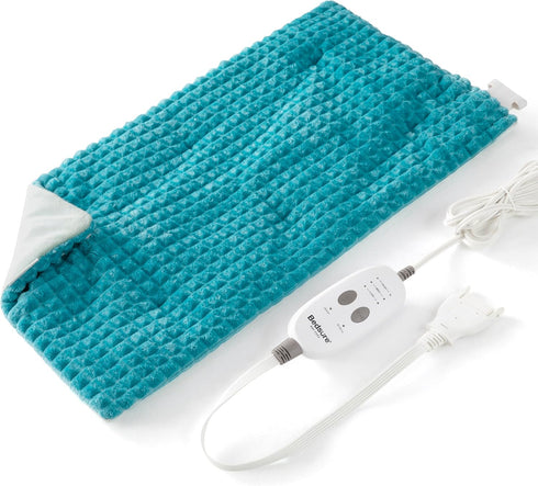 Bedsure Back Heating Pad for Neck and Shoulders - Weighted Massaging Heated Pad with Vibration, Teal