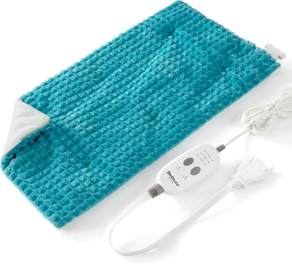 Bedsure Back Heating Pad for Neck and Shoulders - Weighted Massaging Heated Pad with Vibration, Teal