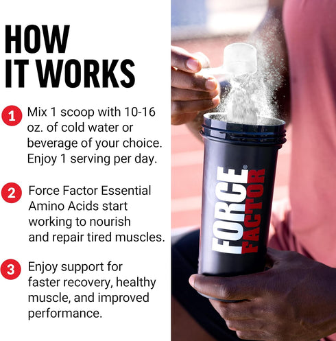 Force Factor Essential Amino Acids Powder, Full Spectrum EAAs Supplement for Women and Men, Cherry Limeade, 30 Servings