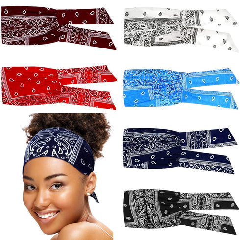 WILLBOND 6 Pieces Tie Headband for Women, Adjustable Knotted African Headbands, Non-Slip Floral Hair Bands