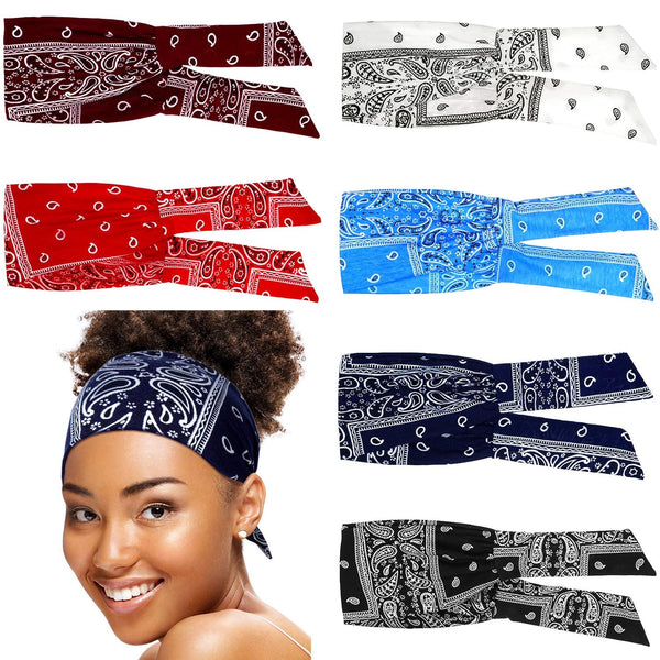 WILLBOND 6 Pieces Tie Headband for Women, Adjustable Knotted African Headbands, Non-Slip Floral Hair Bands