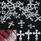 SILPECWEE 30pcs 3 Style Cross Nail Charms - 3D Silver Nail Jewels for Nail Art Decoration