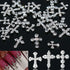 SILPECWEE 30pcs 3 Style Cross Nail Charms - 3D Silver Nail Jewels for Nail Art Decoration