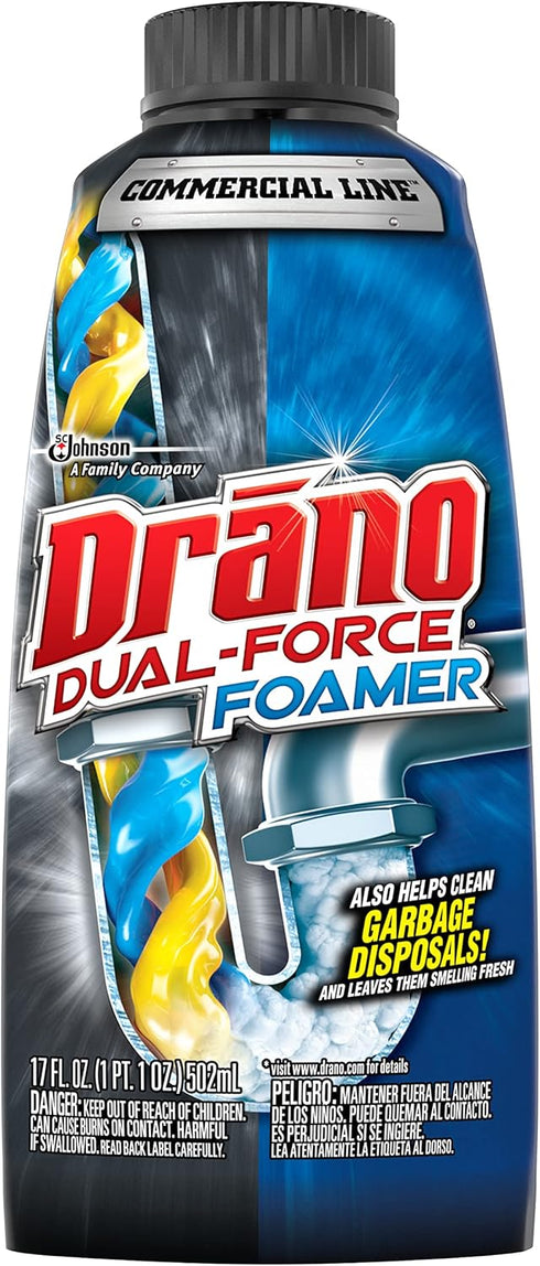 Drano Dual-Force Foamer Drain Clog Remover and Cleaner, 17 oz for Shower or Sink Drains