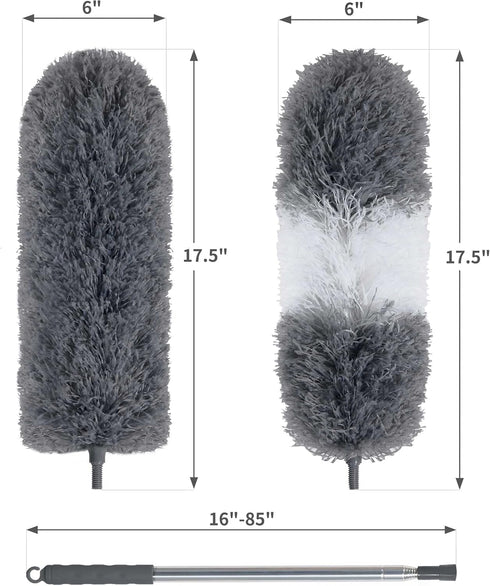 BOOMJOY Microfiber Duster, 100 Inches Extendable Pole, 2 Pack Washable Dusters for Cleaning Ceiling, Fan, Furniture