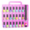 JIASHENG Nail Polish Organizer Case for 48 Bottles, Adjustable Storage Holder for Acrylic Nail Gel Tips Set, Pink