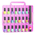 JIASHENG Nail Polish Organizer Case for 48 Bottles, Adjustable Storage Holder for Acrylic Nail Gel Tips Set, Pink