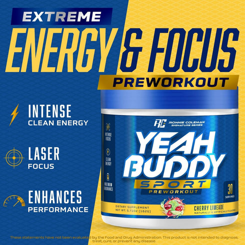 Ronnie Coleman Signature Series Pre Workout Powder for Women & Men, Lemon Splash, Amino Acid, Energy Support