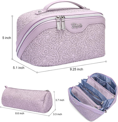 Travel Makeup Bag for Women, 3 Set Large Capacity Cosmetic Bags with Divider - Toiletry Bag 01-Z-Violet