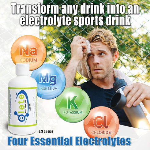 elete Electrolyte Add-in Hydration Drops - Unflavored, 8.3oz, for Leg and Muscle Cramp Relief
