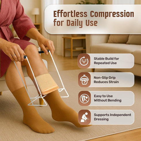 Stocking Donner Sock Aid Tool for Compression Socks Men or Women - Strong Metal Design with Soft Foam Grips - Dressing