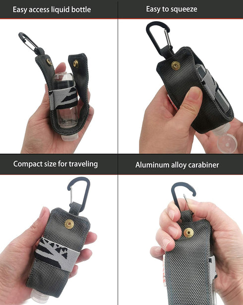 SUCHI Backpack 60ml/ 2 oz (2 Pack) Travel Size Hand Sanitizer Holder,Bottle Case and Carabiner Carrier bag-Portable