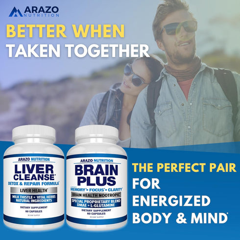 Arazo Nutrition Liver Cleanse Detox & Repair Formula – Milk Thistle Herbal Support Supplement with Silymarin, Beet,