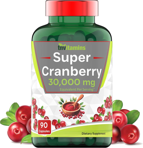 Cranberry Pills for Women & Men (30,000 MG - 90 Capsules) | Supports Urinary Tract Health