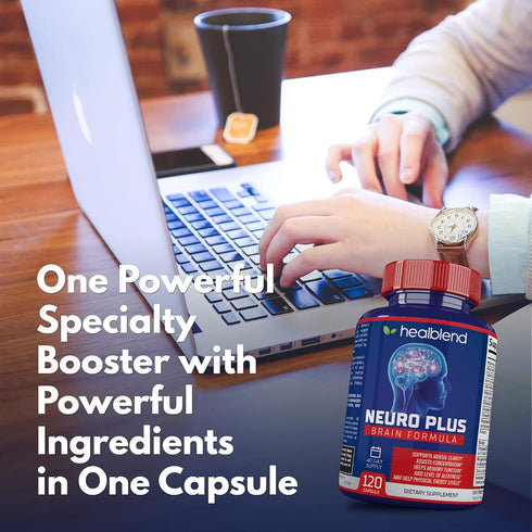 Neuro Plus Brain & Focus Formula, Nootropic Brain Booster Supplement for Mental Clarity and Energy