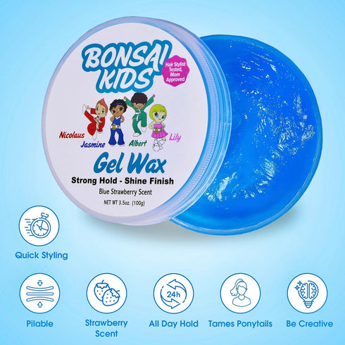 Kids & Toddlers Gel Wax 3.5 oz, All Day Hold for Ponytails and Buns, Easy Application for Moms
