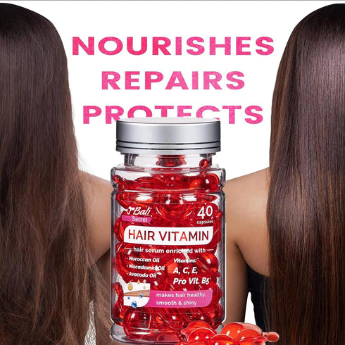 Hussell Hair Treatment Serum - 40 Hair Care Capsules, No Rinse, with Argan, Macadamia & Avocado Oils, Vitamins A, E,