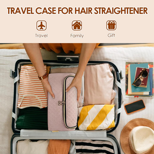 Yarwo Travel Bag for Dyson Airstrait/Corrale Straightener, Portable Hair Accessories Storage Case, Dusty Rose