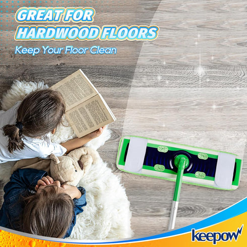 KEEPOW Microfiber Mop Pads for Swiffer XL Mops Reusable Wet and Dry Mopping Cloths Compatible with Swiffer Sweeper