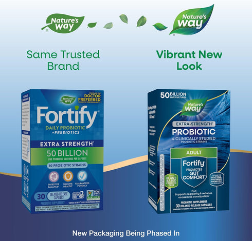 Nature's Way Extra Strength Fortify Probiotic, 50 Billion Live Cultures, Digestive and Immune Health Support, 30