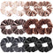 IVARYSS Scrunchies for Women, 12 Pcs Neutral Velvet Hair Bands, Classic Thick Scrunchy Ties, Hair Accessories