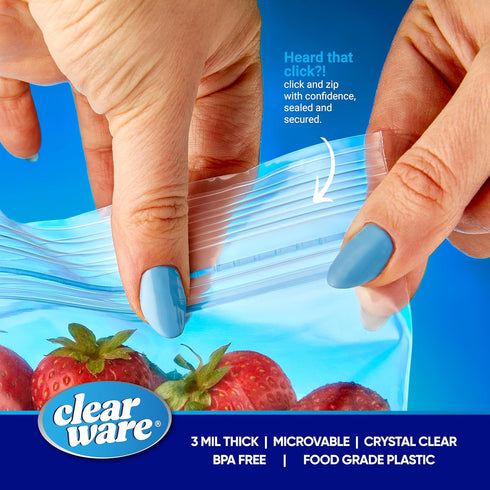 Gallon Freezer Bags, Double Zipper Seal - 200 Count (4 Packs of 50), Thick Reusable Plastic Bags for Food Storage, BPA