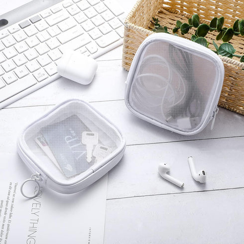 Weewooday 4 Pcs White Mesh Makeup Bag, Mini Portable Cosmetic Travel Toiletry Pouch with Zipper for Daily Accessories