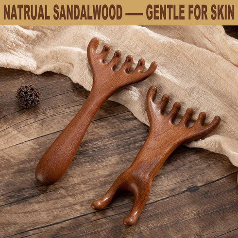 Set 3 of Wooden Scalp Massagers - Relaxing Sandalwood Foot and Scalp Tools