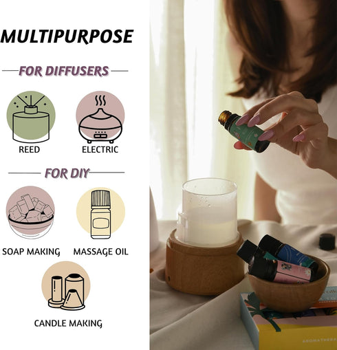 Folkulture Fragrance Oils for Diffuser - Set of 6 Essential Oils for Home - Gift Box