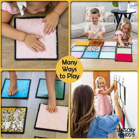 Textured Sensory Mats for Special Needs Kids, 8" Colorful Fidgeting Tactile Toys for Learning & Play, 12 Pack with Hooks