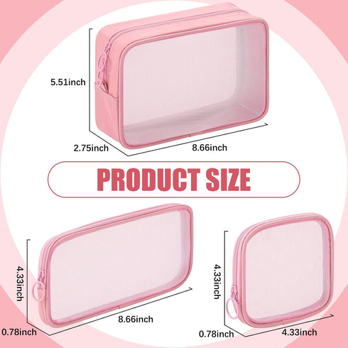 Weewooday 4 Pcs Mesh Makeup Bag Mesh Cosmetic Bag Travel Toiletry Bag Pouch with Zipper Mini Portable Makeup Cosmetic Travel Toiletry Purse Bag for Daily Accessories (Pink, Small, Large, Medium)