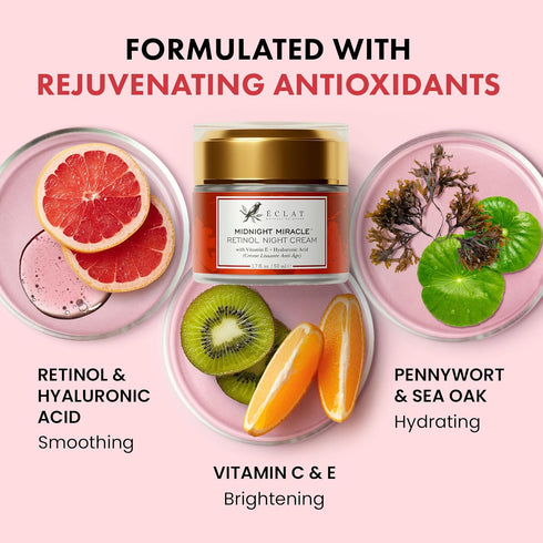 Retinol Night Cream - 2.5% Retinol and Hyaluronic Acid, Anti Aging Face Moisturizer for Hydration and Firming