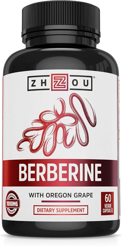 Zhou Nutrition Berberine Supplement, 1000mg with Oregon Grape, Vegan, Gluten-Free, 30 Servings
