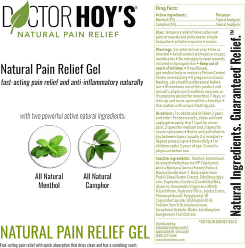 DOCTOR HOY'S Natural Pain Relief Gel, Topical Arnica Anti-Inflammatory Gel for Arthritis, Joint Pain, and Muscle Strains - Clean, safe and effective pain relief