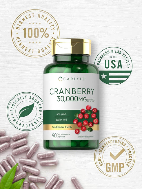 Carlyle Cranberry Supplement, 30,000mg, 90 Capsules - Non-GMO and Gluten Free Formula