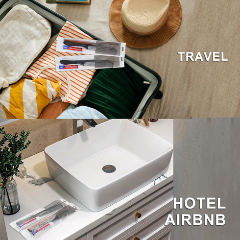 30 pcs Disposable Toothbrushes with 10g Toothpaste and 7inch Black Comb, Individually Wrapped for Hotel, Airbnb,
