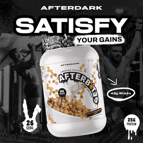 AFTERDARK AfterBites Whey Protein Powder, 25g Protein, 4.5g BCAA’s, Chocolate Peanut Butter, 26 Servings