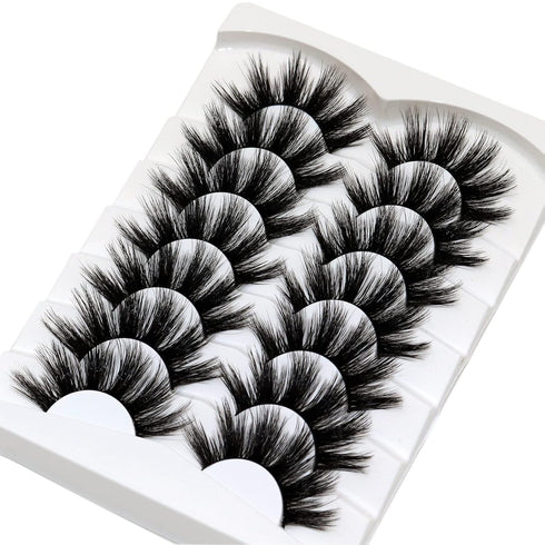 Losha Lashes 7 Pairs Fluffy Faux Mink Eyelashes, Soft Handmade False Eye Lashes for Dramatic Makeup