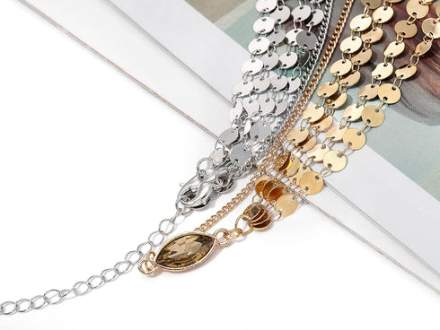 Yean Gold Sequins Head Chain, Bohemian Hair Jewelry Headpiece, Festival Headband Accessories for Women