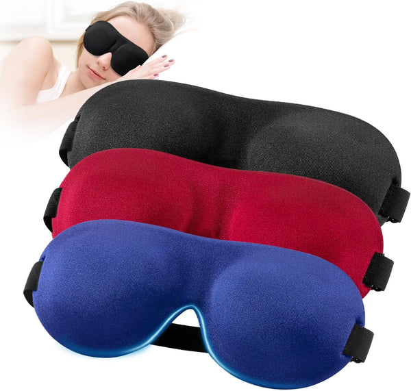 YIVIEW Sleep Mask Pack of 3, 100% Light Blocking 3D Eye Masks for Back and Side Sleepers, Lightweight & Breathable