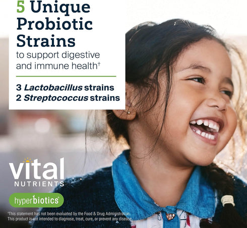 Hyperbiotics Vital Nutrients Pro Kids Probiotic ENT, Strawberry-Vanilla, 45 Sugar-Free Chewable Tablets