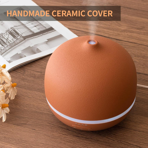 Room,500ml 4 10 Settings Stone Diffusers for Essential Oils Large Handmade Ceramic Diffuser with Timer & Ambient Light
